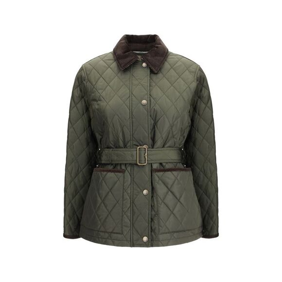 Burberry Jackets & Blazers - Burberry Quilted Corduroy Collar Jacket Women Green Jackets & Coats